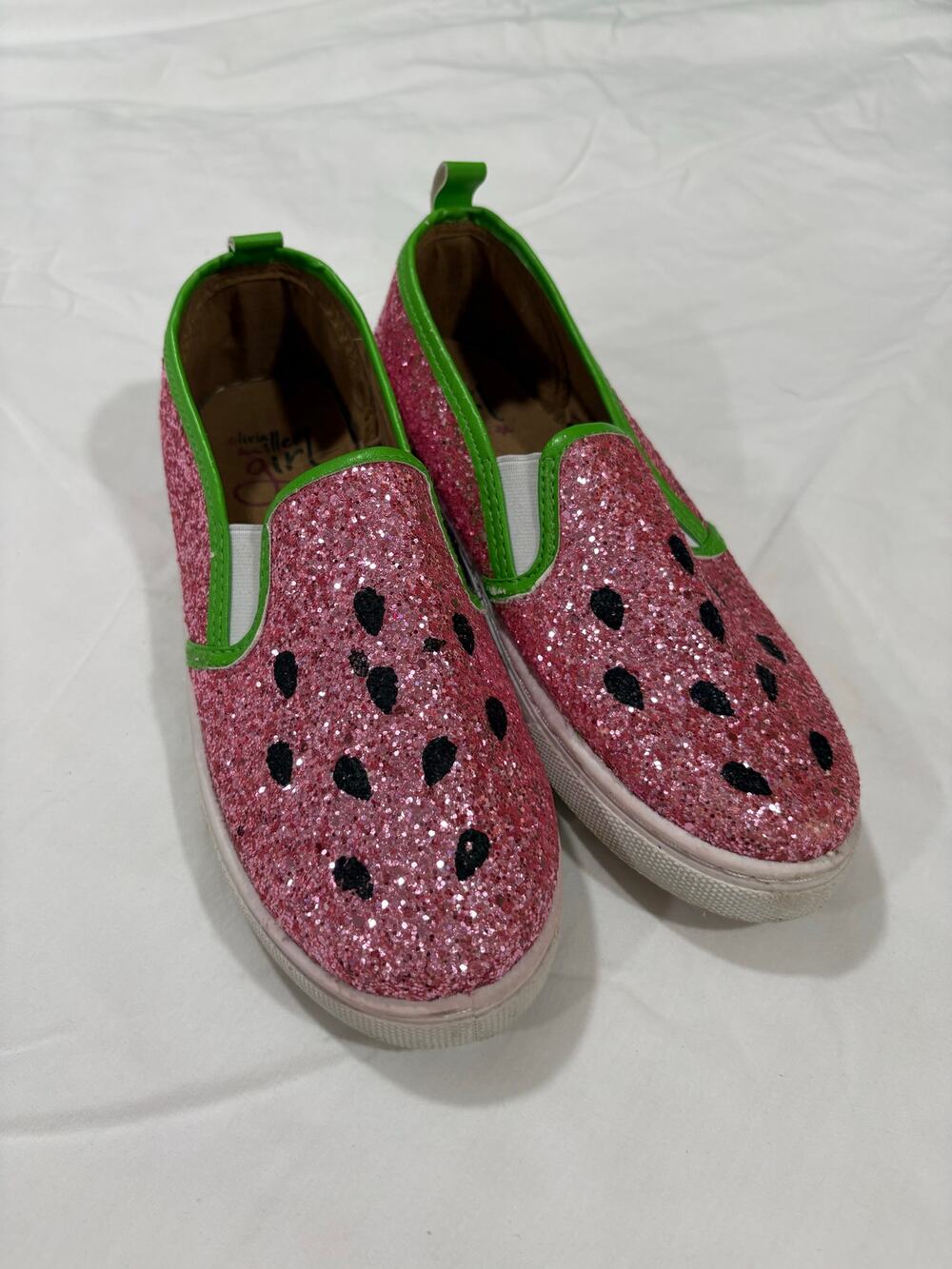 Olivia Miller Kids Girls Watermelon Sparkle Glitter Slip On Sneaker Shoes Size 4